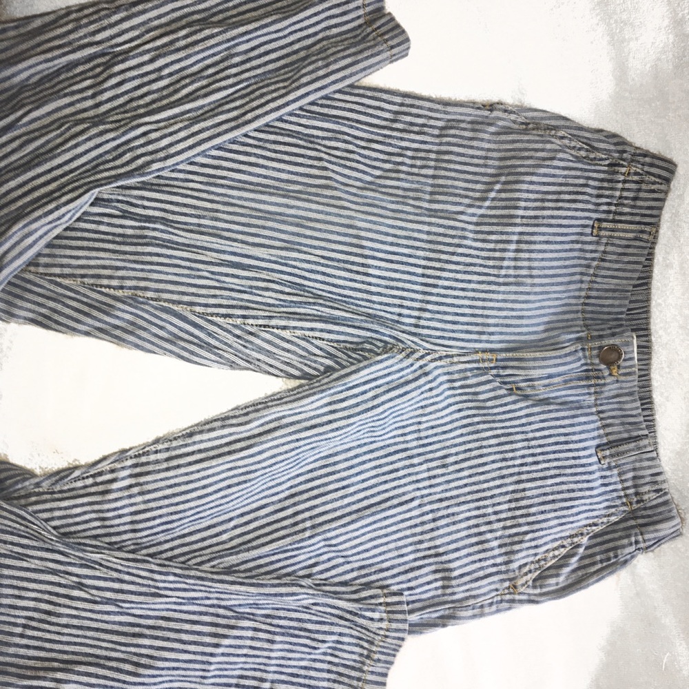 Denim striped " Life in Progress " Pants